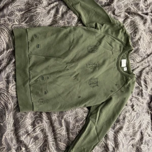 sweatshirt från Replay - Olivgrön sweatshirt från Replay med tryck och coola slitningar. 