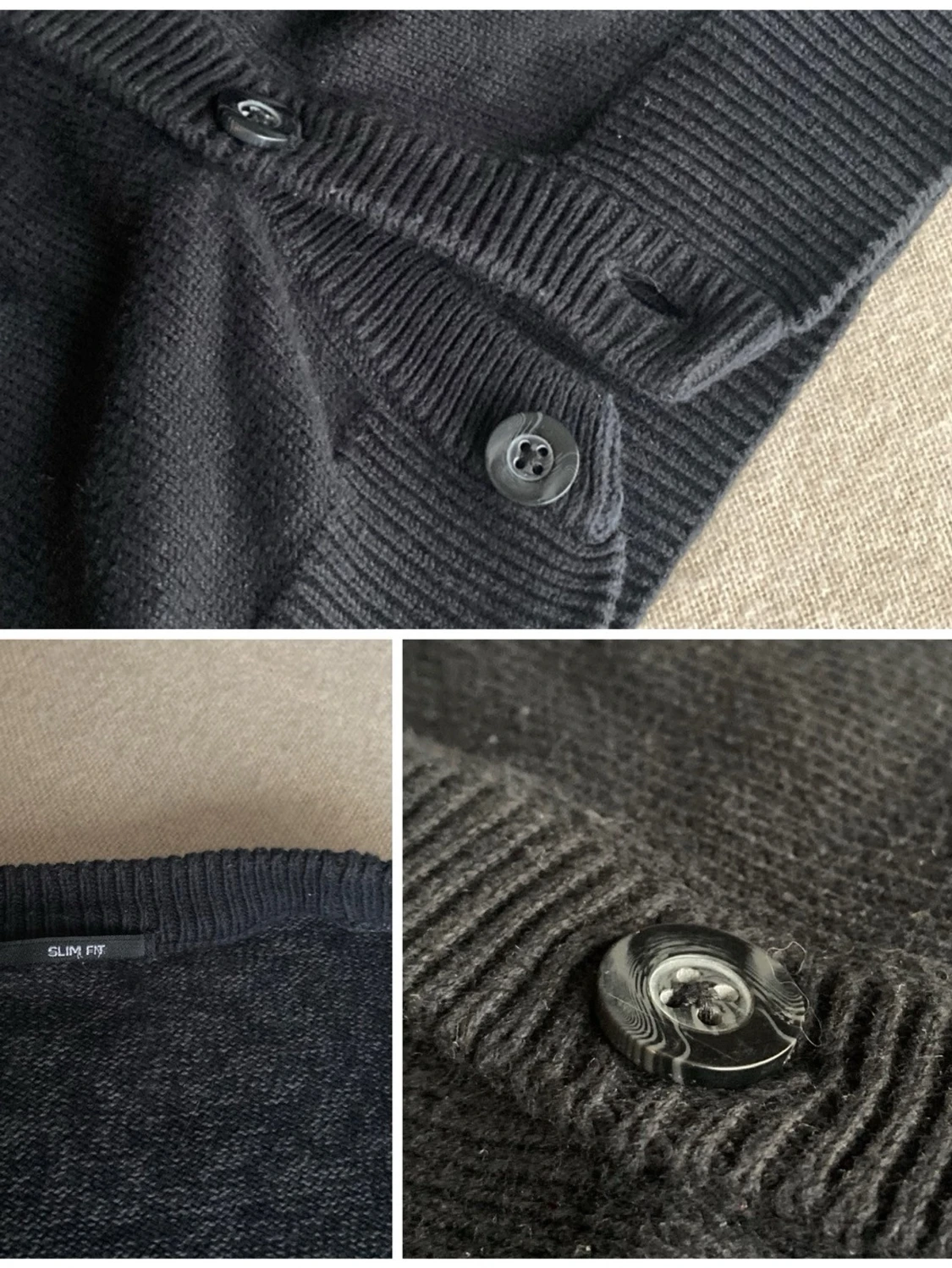 Mörkgrå slim fit kofta med knappar - 1