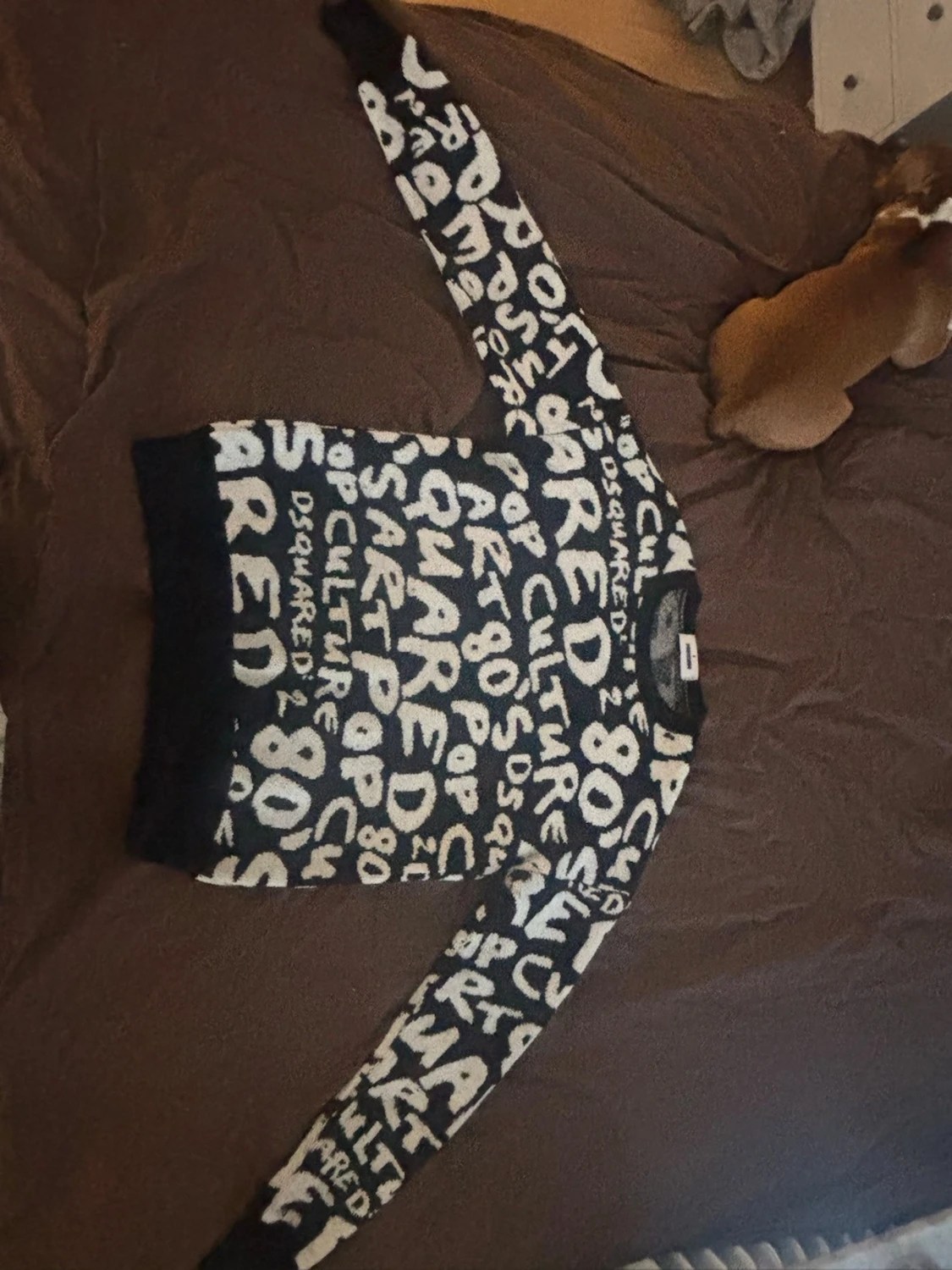 Svartvit stickad tröja Dsquared2 S