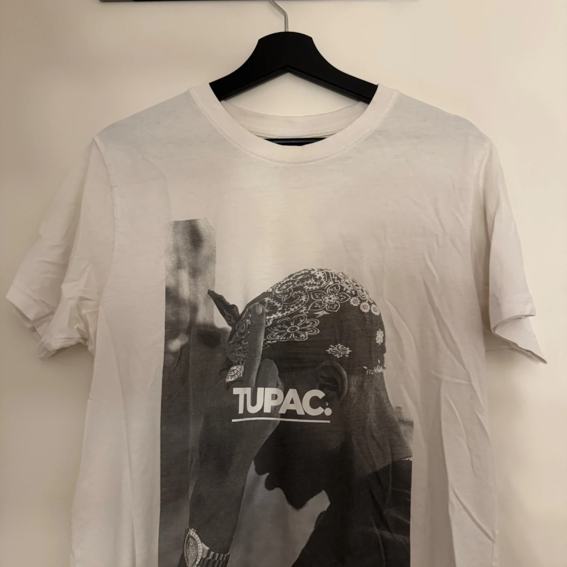 Vit Tupac t-shirt med tryck - 1
