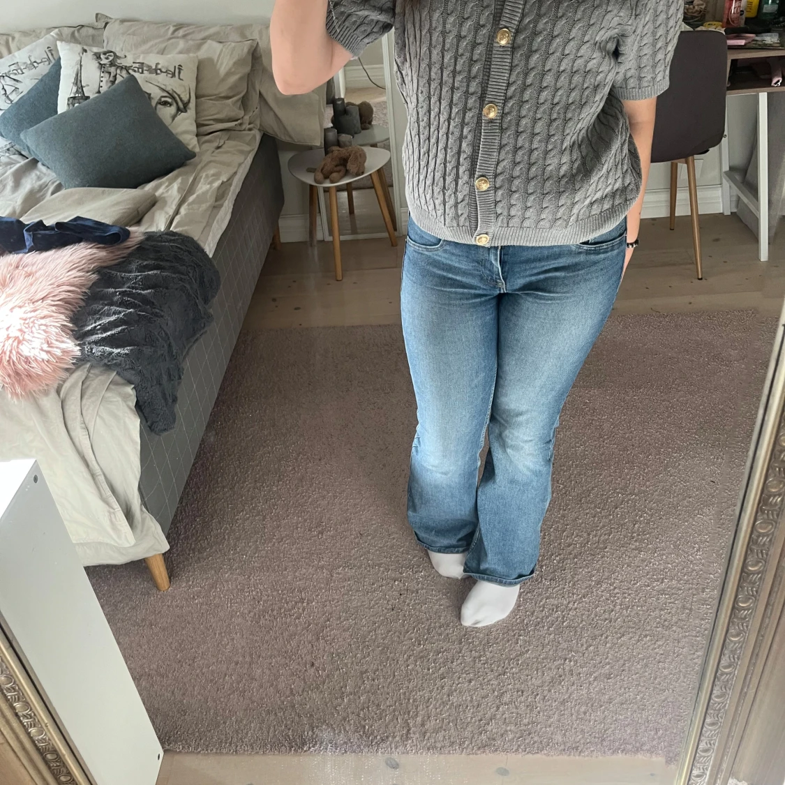 Grå kabelstickad kofta från H&M - 2