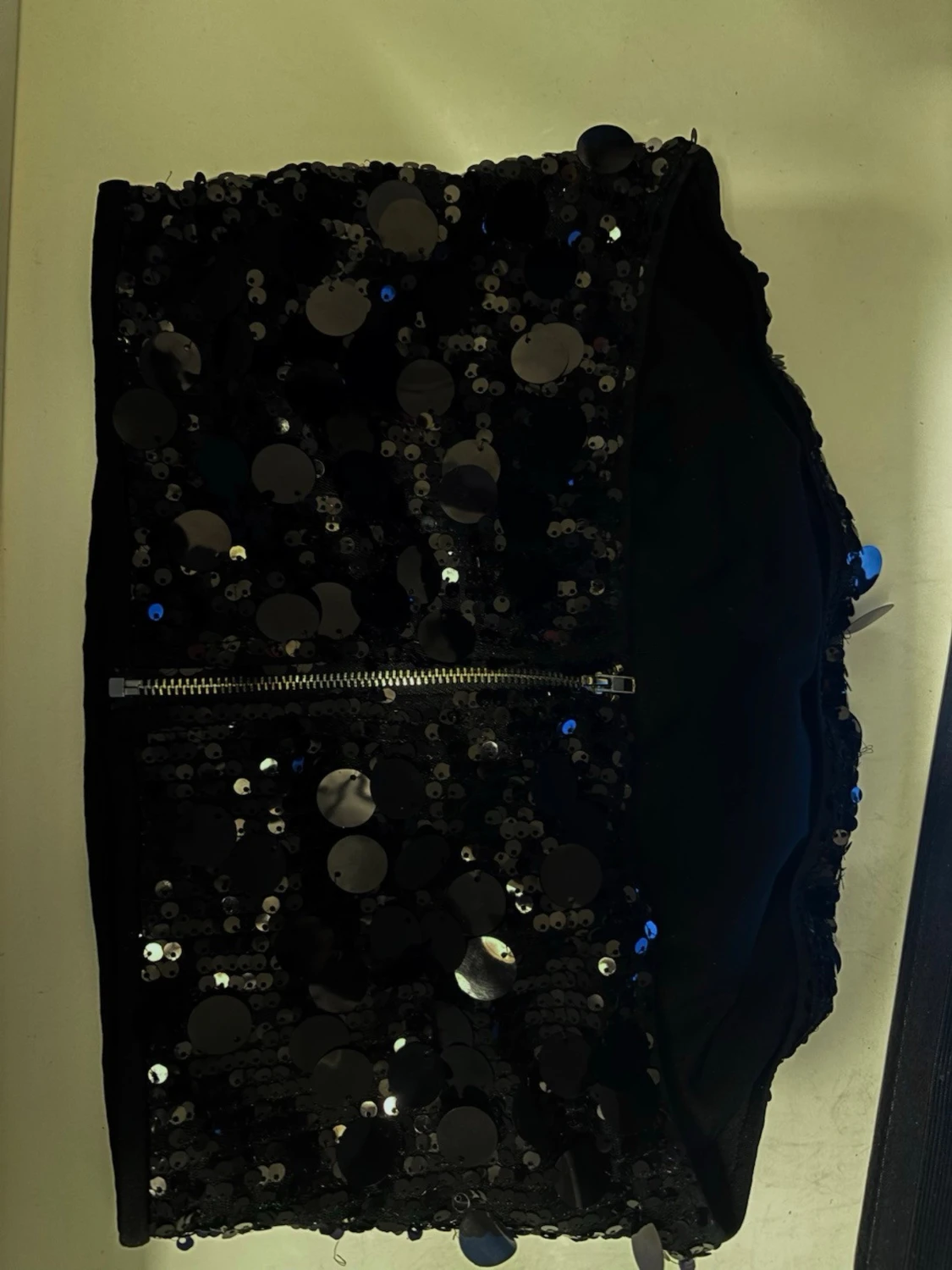 Svart paljett-tubtopp med dragkedja - 1