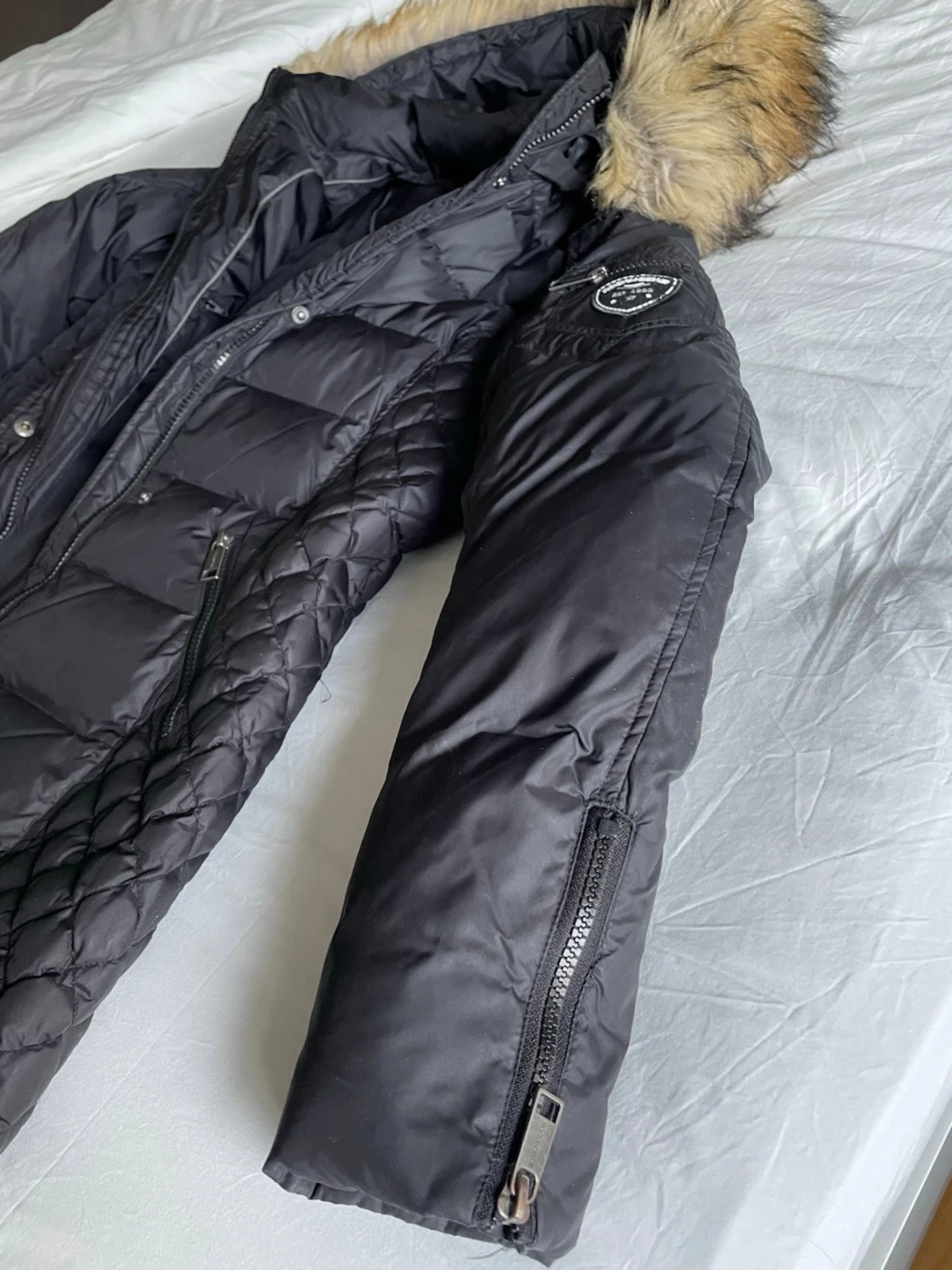 Svart Rockandblue dunjacka med fuskpäls - 6