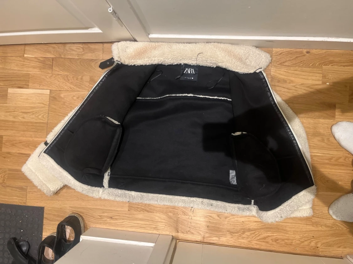 Beige teddyjacka från Zara, M - 2
