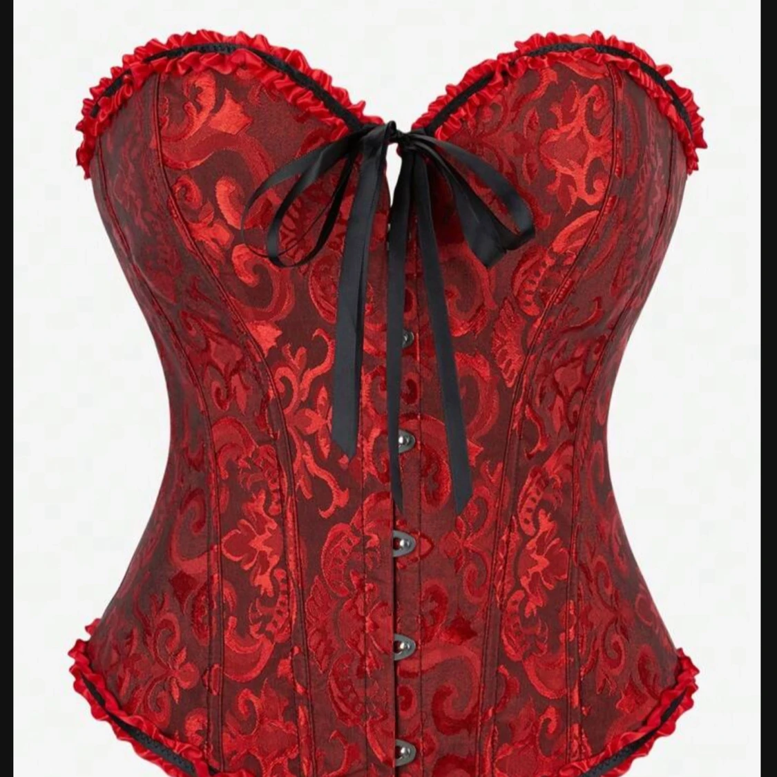 Röd korsett med svart snörning - 1