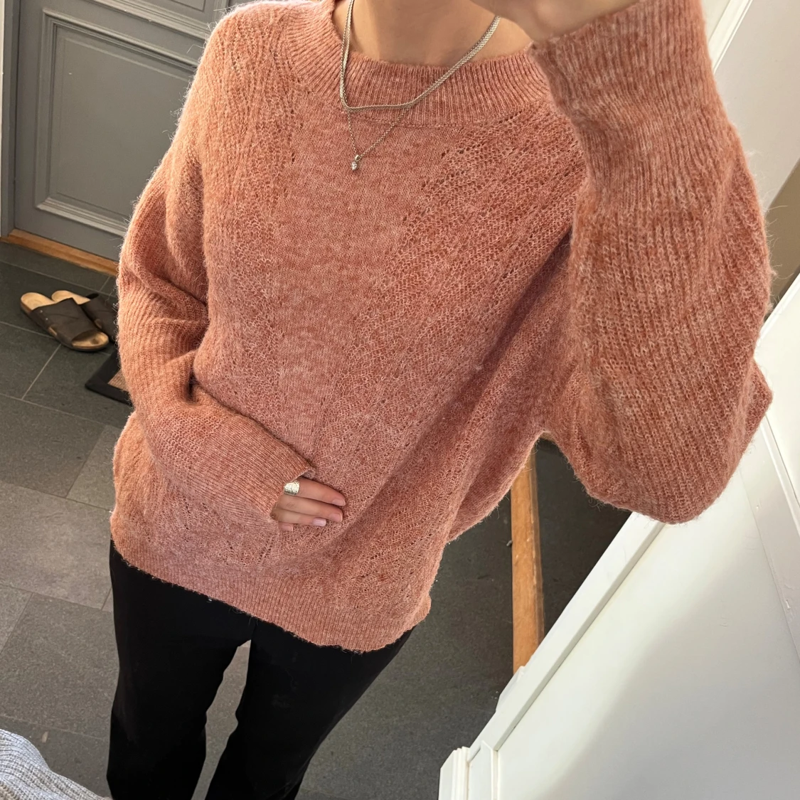 Rosa stickad tröja  - 2