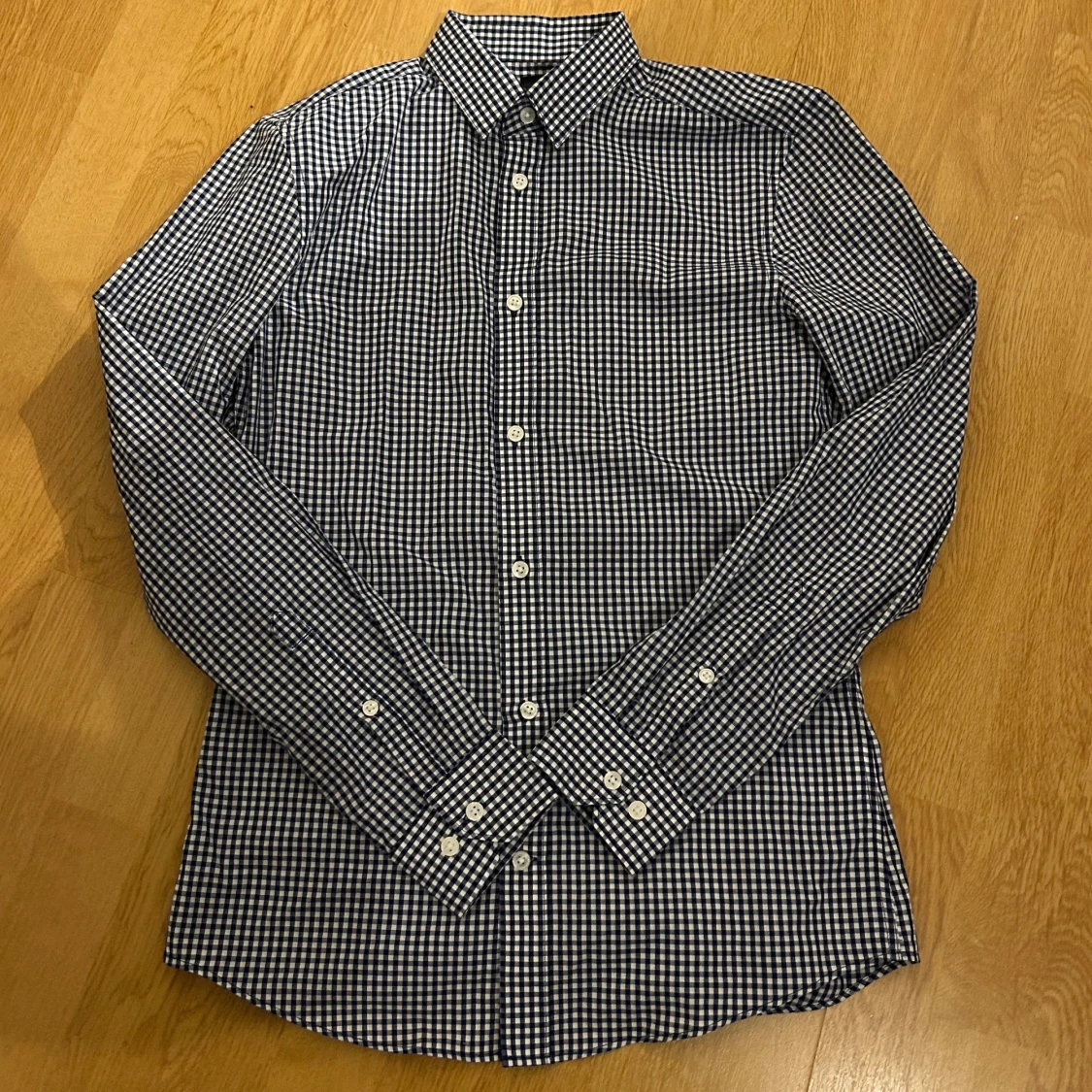 Blårutig slim fit skjorta från H&M - 2