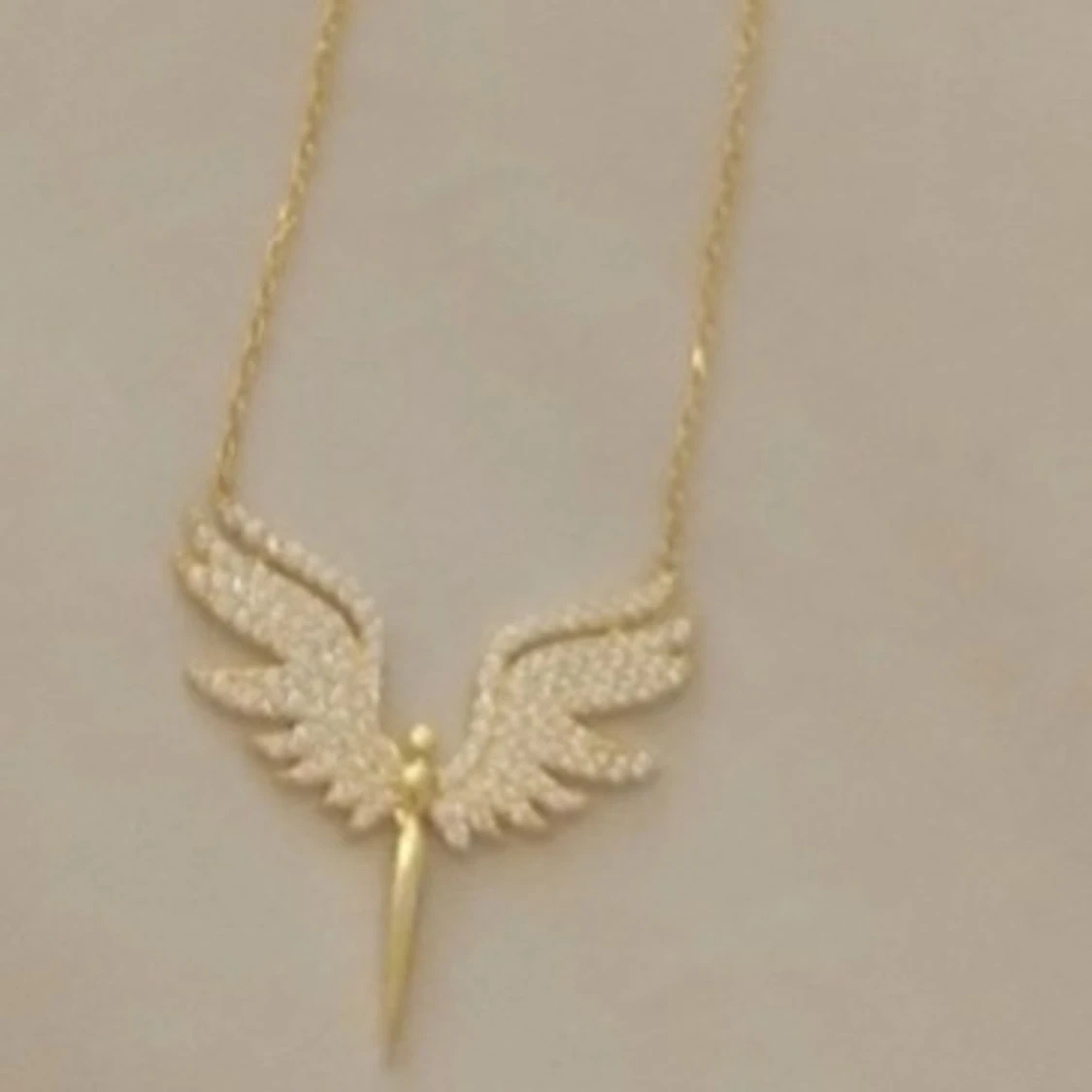 Guldigt halsband med änglavingar 925 sterling silver