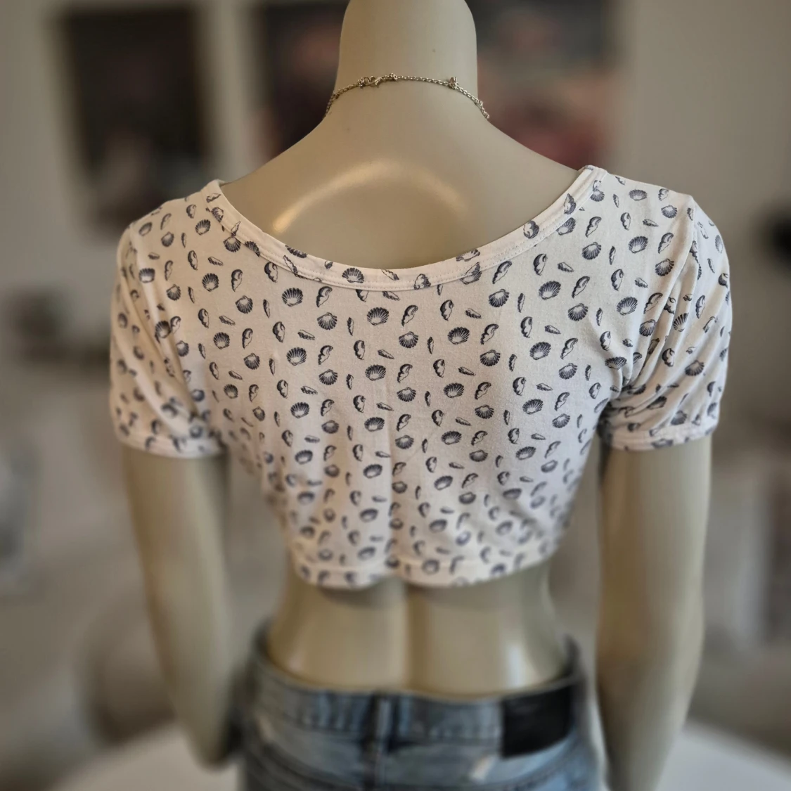 Vit och blå croppad top * stl M - 2