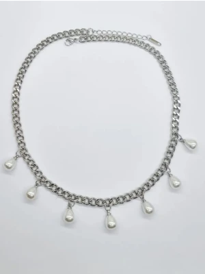 Stilfullt halsband med pärlor  - Material-rostfritt stål 304. Kedjetjocklek-6mm #33