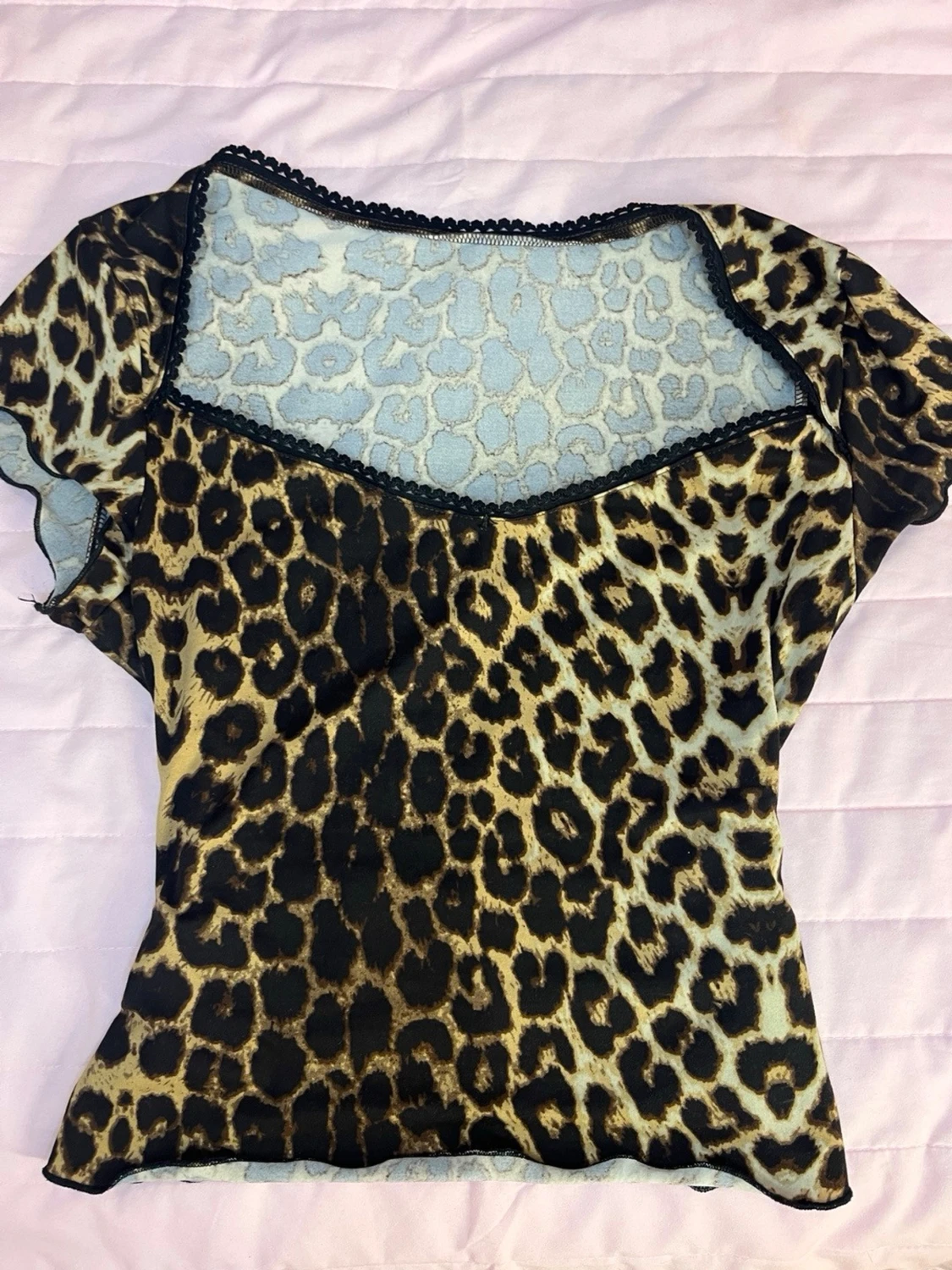 Leopardmönstrad mesh topp - 1