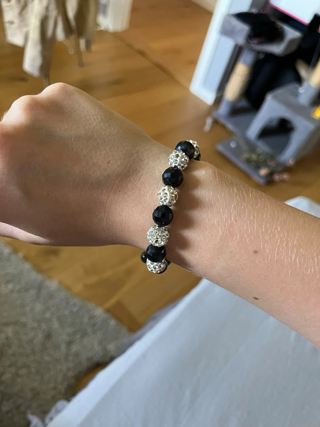 Svart och silver pärlarmband - 1