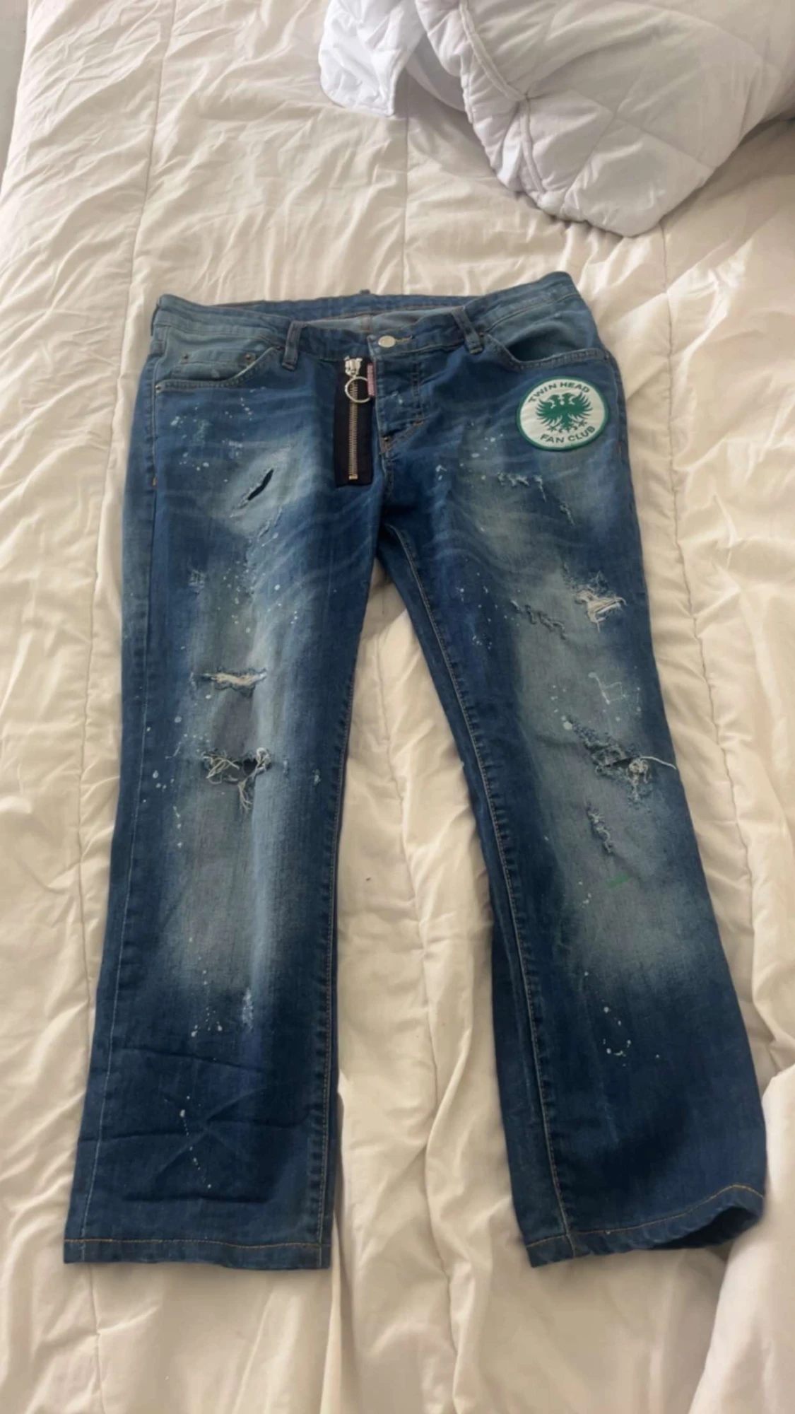 Dsquared2 blå slim jeans med patch
