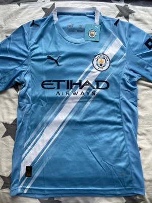 Manchester City - Säljer en Man city fotbollströja i storlek L, hemmaställ som jag fick som födelsedagspresent för ett tag sedan utan att ha använt den, bara testat. En perfekt julklapp!
