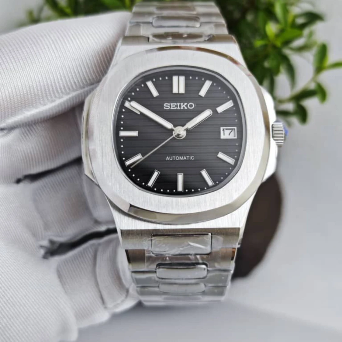 Seikmod automatisk herrklocka silver