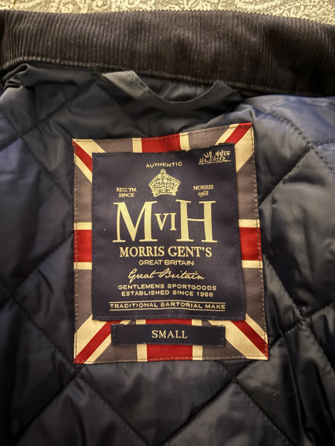 Morris quiltad jacka marinblå S - 1