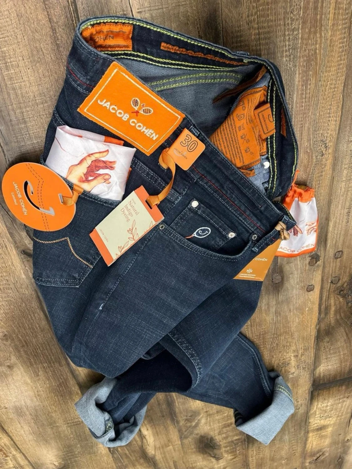 Jacob Cohën mörkblå jeans, slim fit - 1