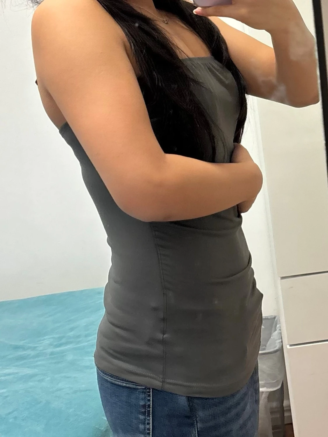 Mörkgrå tubtopp med slits - 1