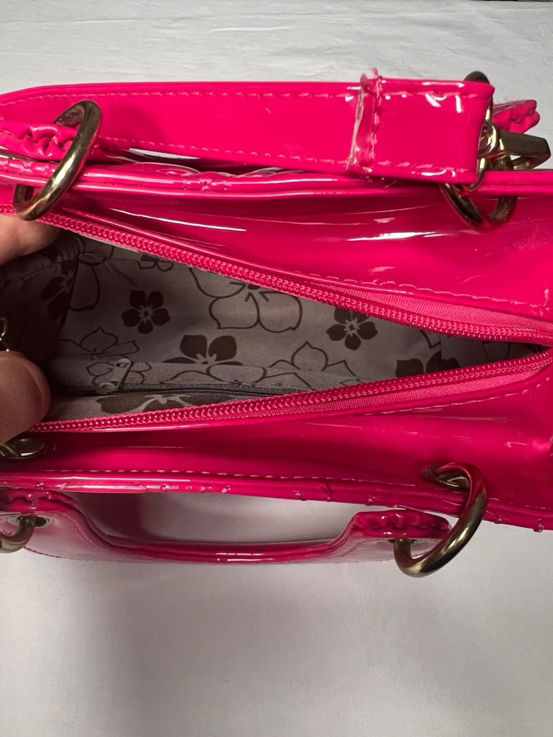 Rosa quiltad handväska med axelrem - 3