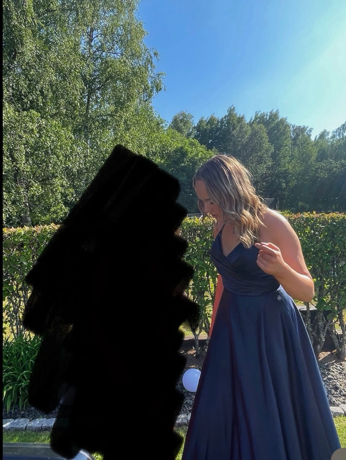 Blå balklänning med slits