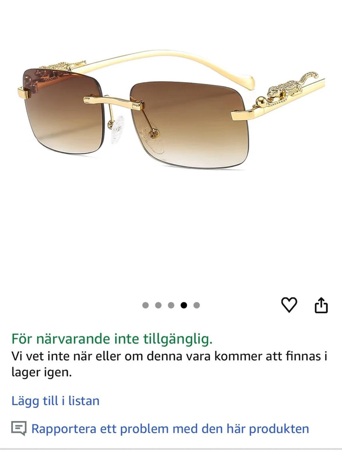 Guldiga solglasögon med leoparddetalj - 2