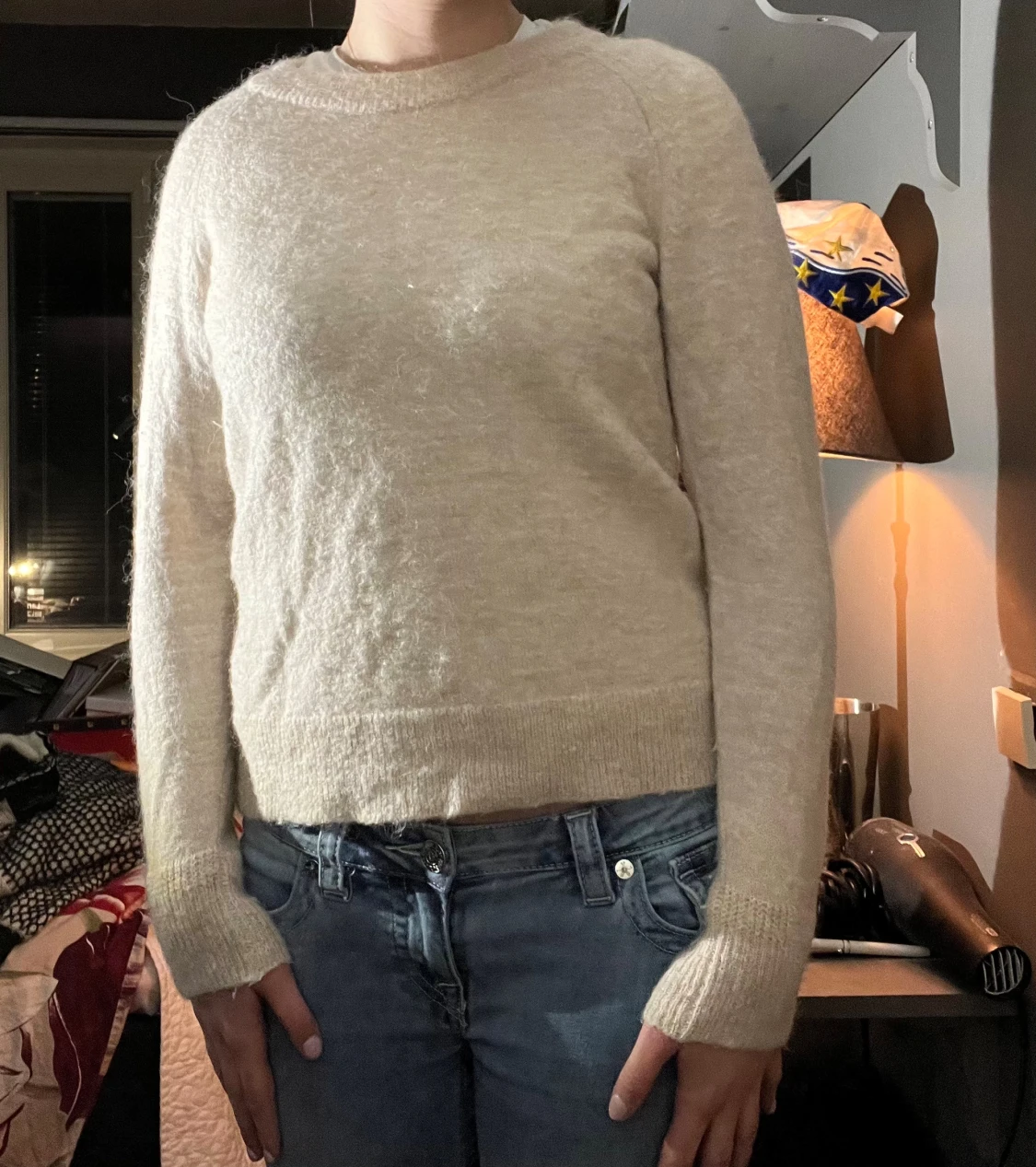 Beige stickad tröja  - 2