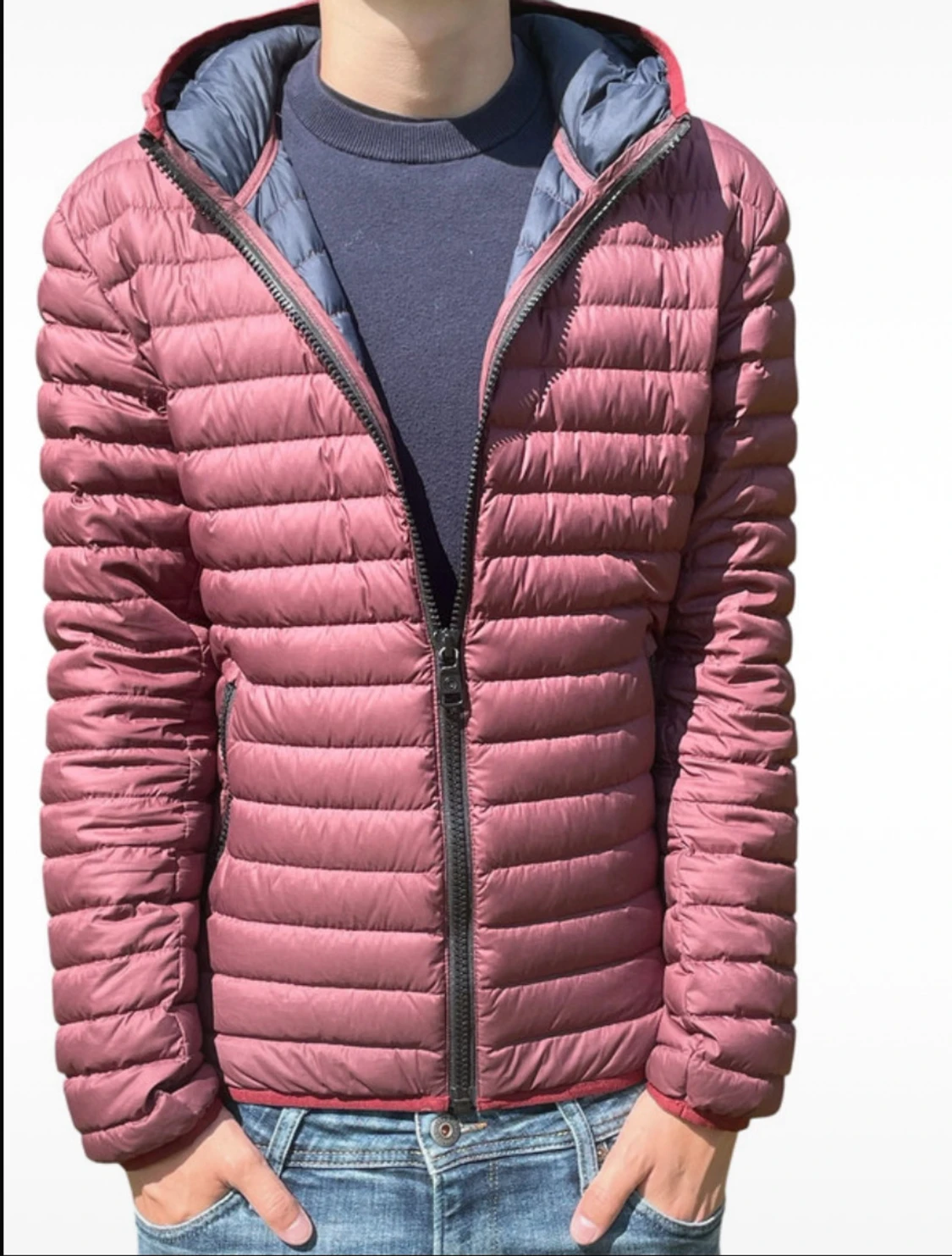 Mörkröd Colmar pufferjacka med huva - 3