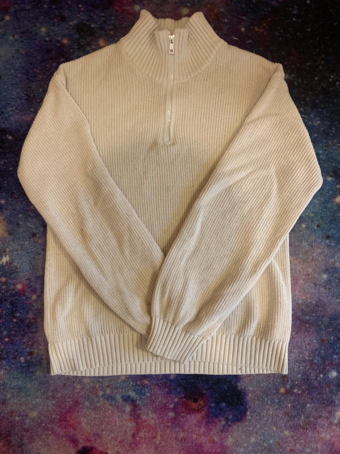 Beige stickad half zip tröja Kappahl