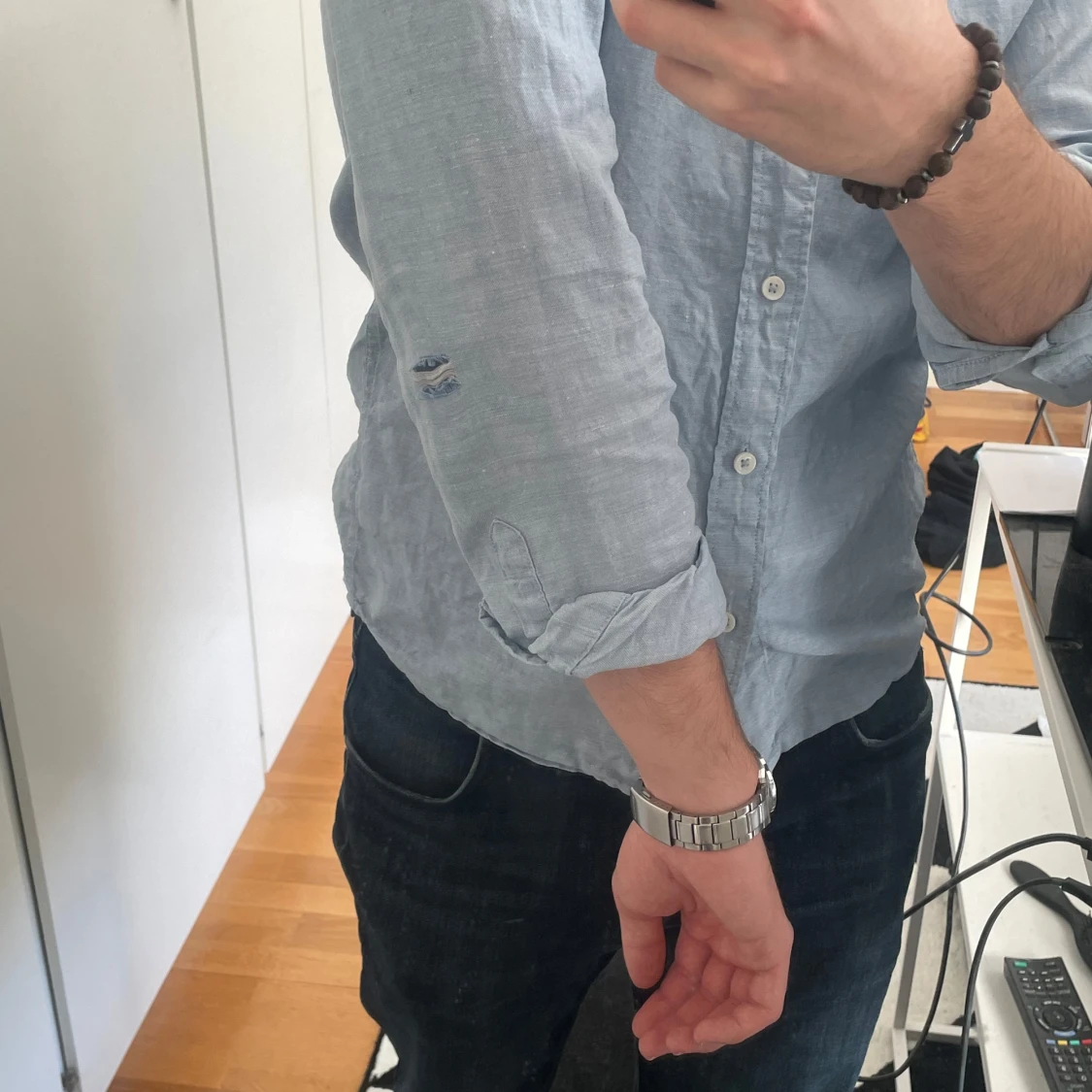 Ljusblå linne skjorta - 2