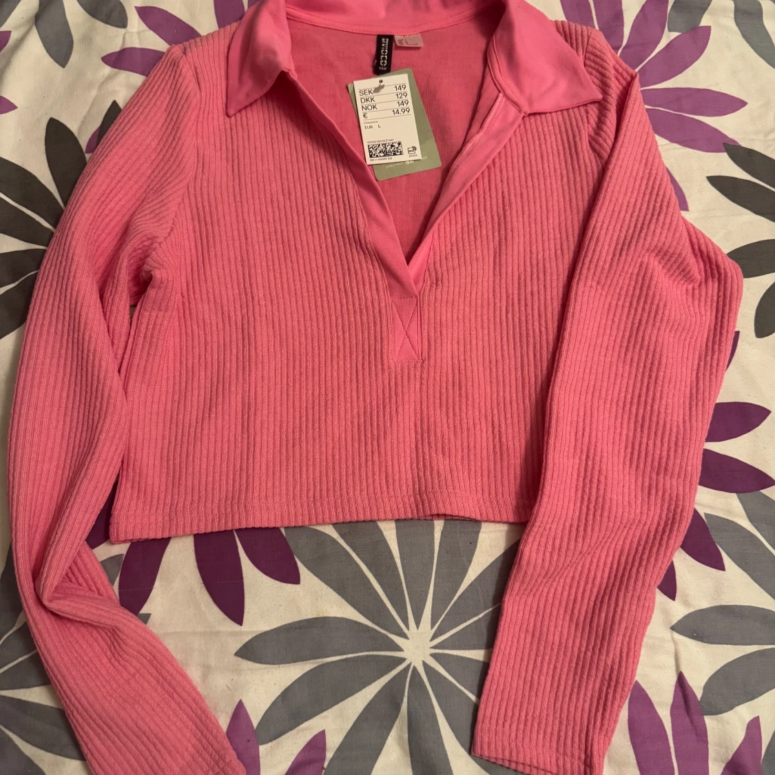 Rosa ribbad croppad topp H&M Divided