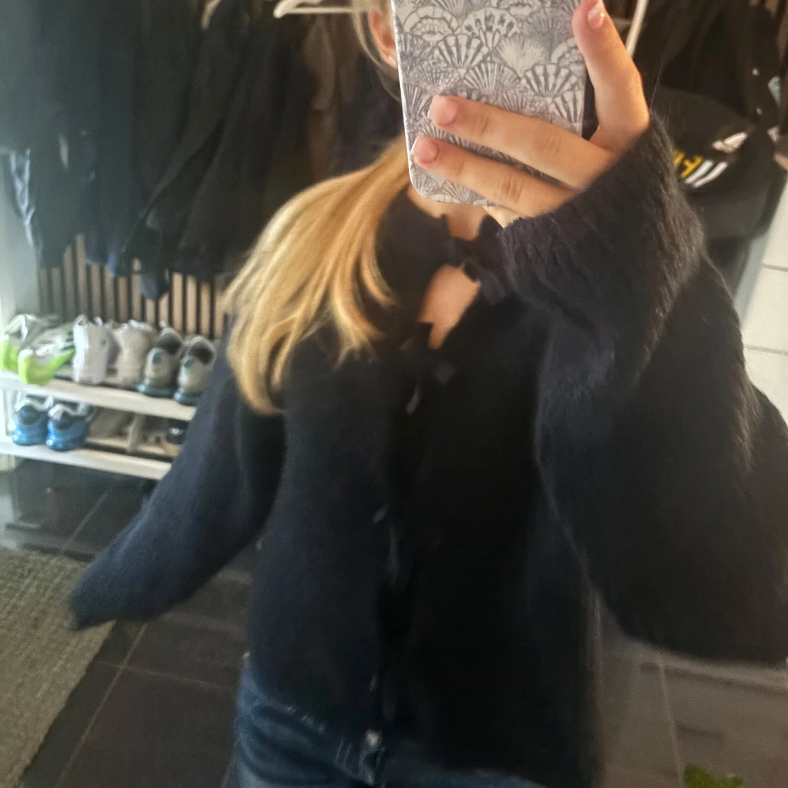 Marinblå kofta med knyt från Gina Tricot Young - 2