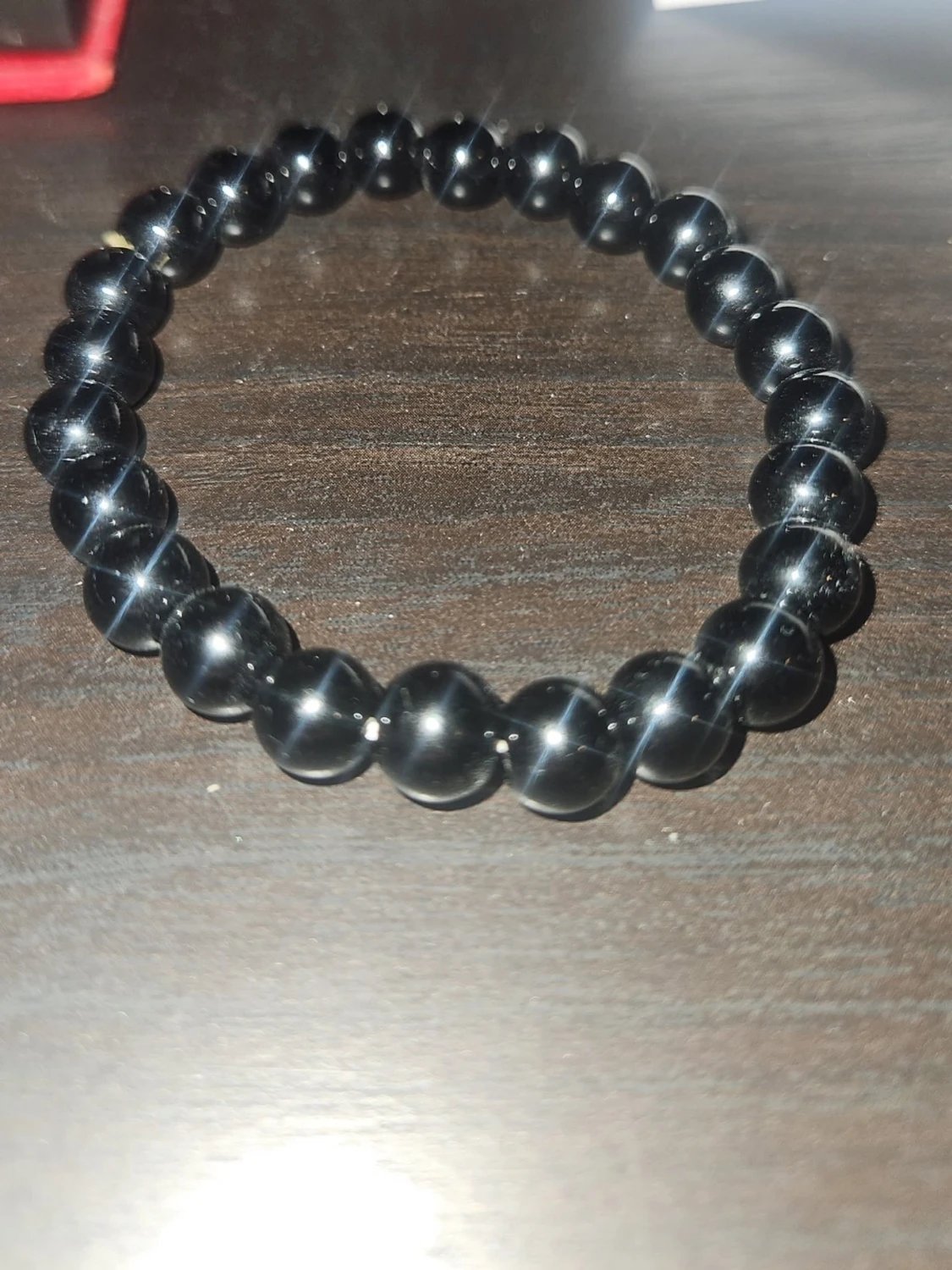 Svart pärlarmband i olika material - 1