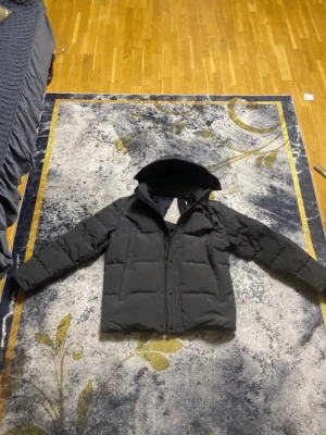 Svart dunjacka från Canada Goose - Säljer en svart dunjacka från Canada Goose med huva och diskret logga på insidan. Jackan har en klassisk puffer-look, långa ärmar och dragkedja framtill. Perfekt för kalla dagar och riktigt snygg till streetwear-stilen.