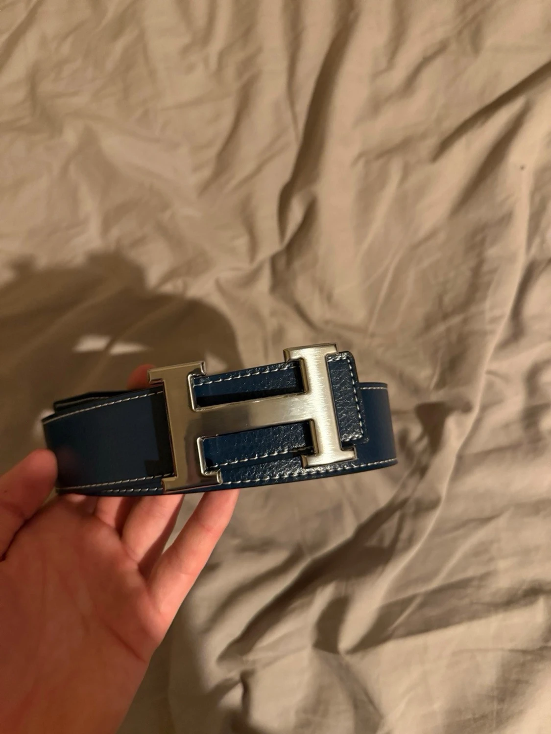 Hermè’s vändbart bälte blå/svart - 4