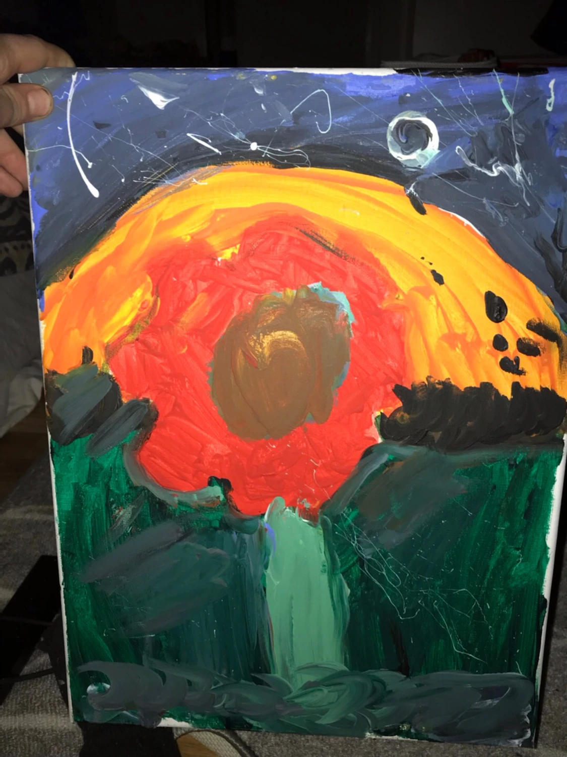 Tavla med blomma och natthimmel - 5