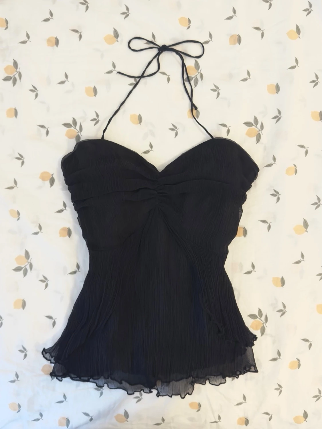 vintage y2k dark dollette halterneck knyttopp  - 5