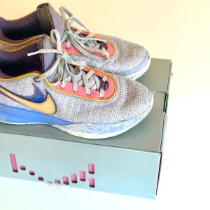 LeBron 20 violet frost - Säljer mina gamla LeBron 20 violet frost i storlek 44. Jag köpte dem 2023 och spelade med dem lite från och till i 2 säsonger men de är fortfarande i fint skick. Där är små slitningar på undersidan i gummit som syns på bilden. Lådan följer såklart med. Skicka om ni är intresserade eller om ni har några frågor ☺️