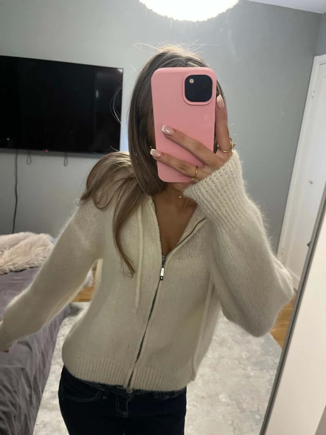 Vit stickad kofta - 1