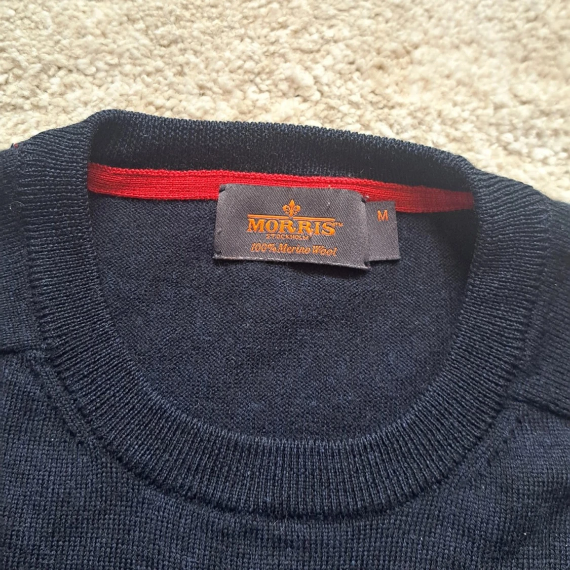 Marinblå Morris tröja - 100% merinoull  - 3