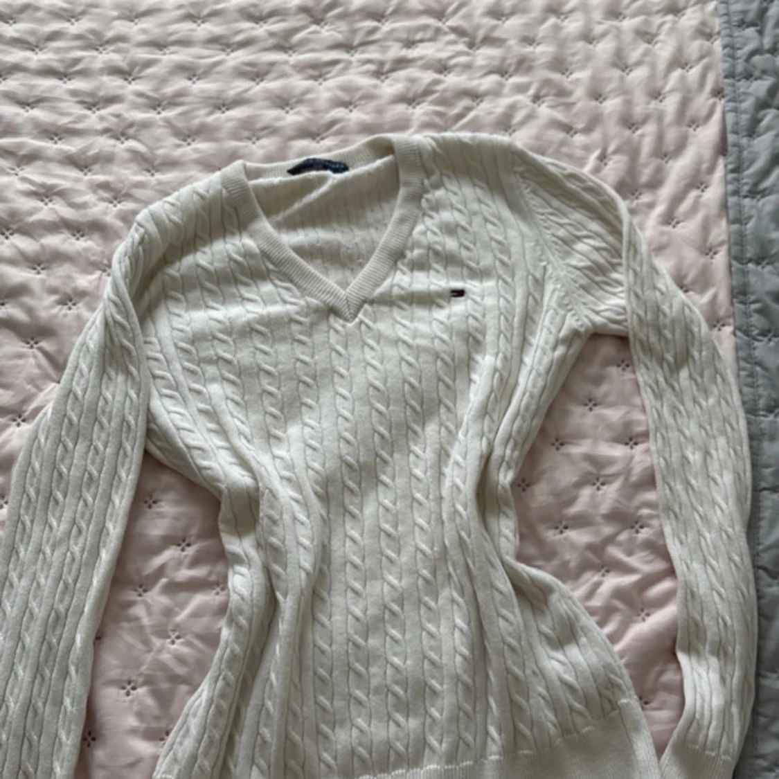 Vit kabelstickad tröja Tommy Hilfiger - 3