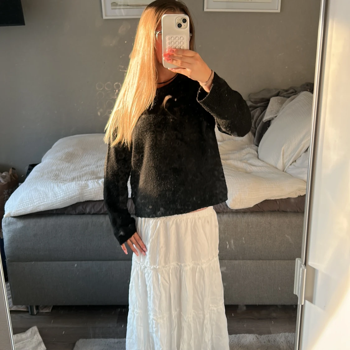 Vit långkjol med volanger - 1