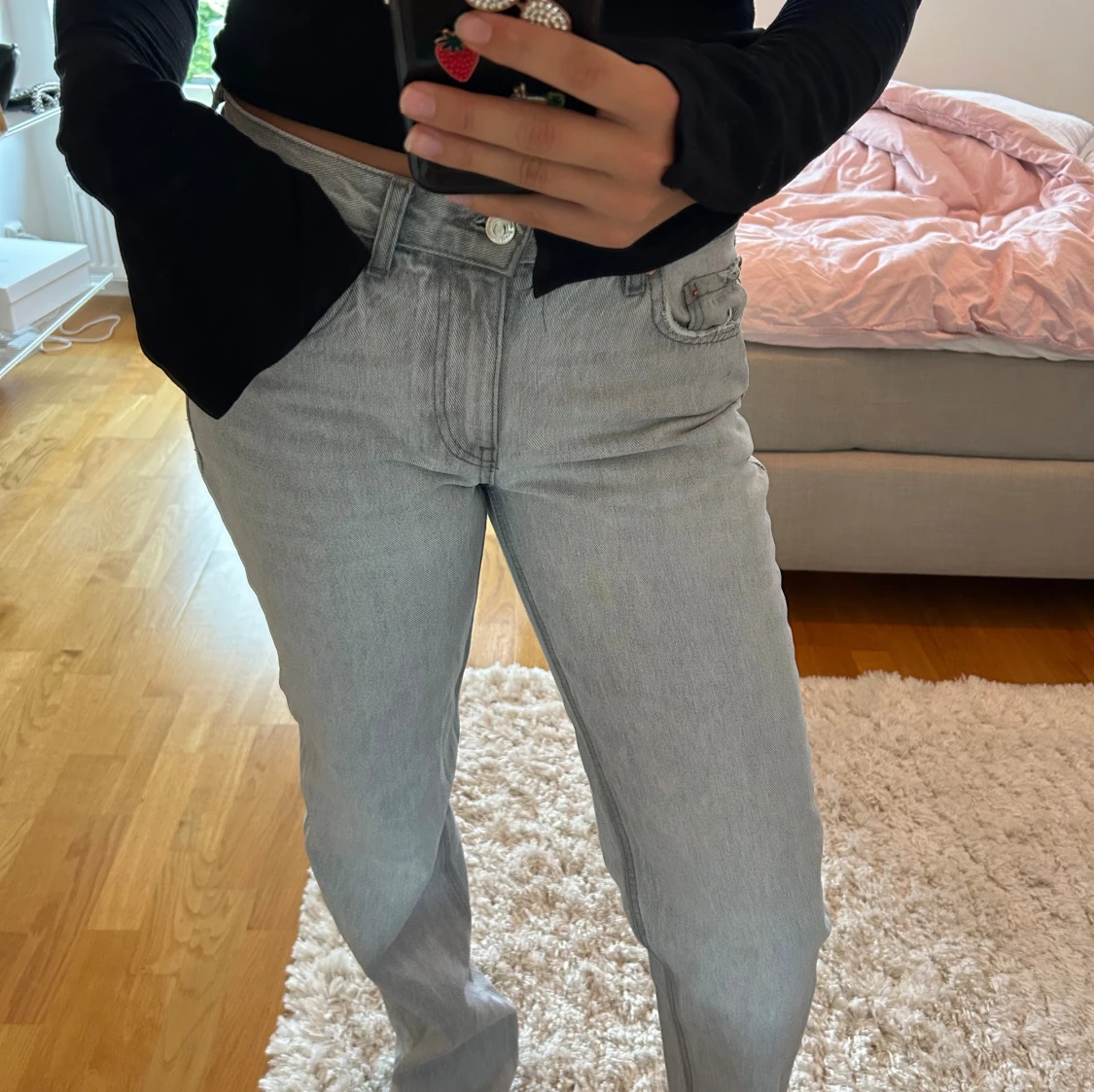 Ljusgrå raka jeans - 1