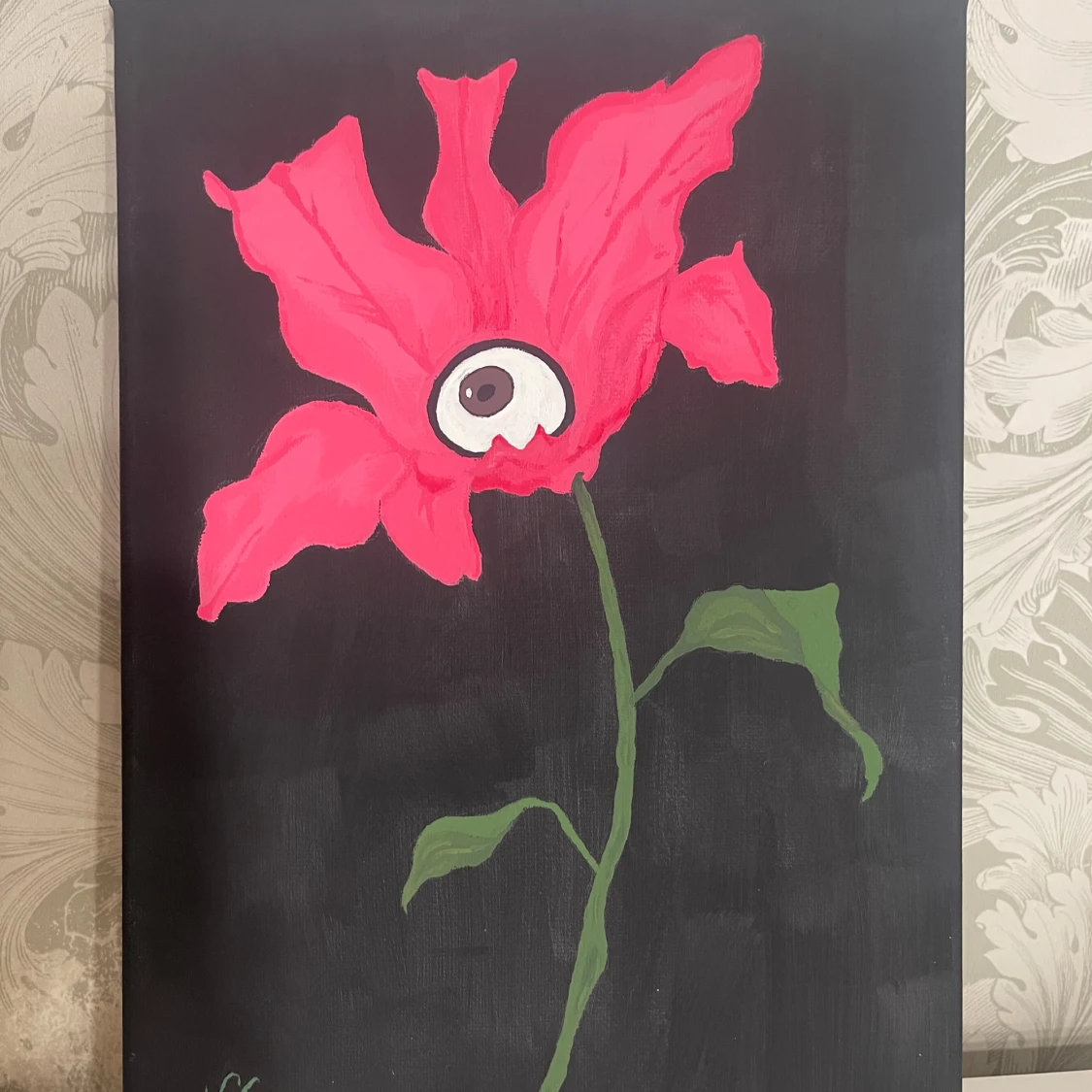 Öga i blomma akrylmålning - 1