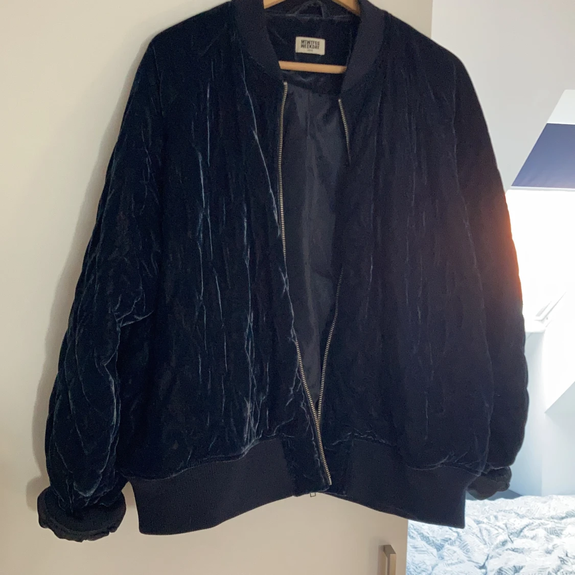 Bomberjacka blå sammet strl L