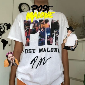 Post Malone t-shirt🎤🎼 - En vit Post Malone merch med autograf!!✍🏼 T-shirten är ifrån märket Gildan och är i storlek M (skriv privat för frakt)