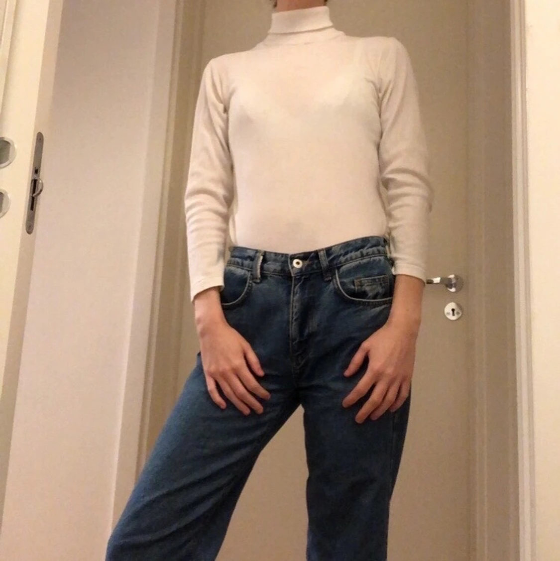 Vintage vit polotröja  - 90