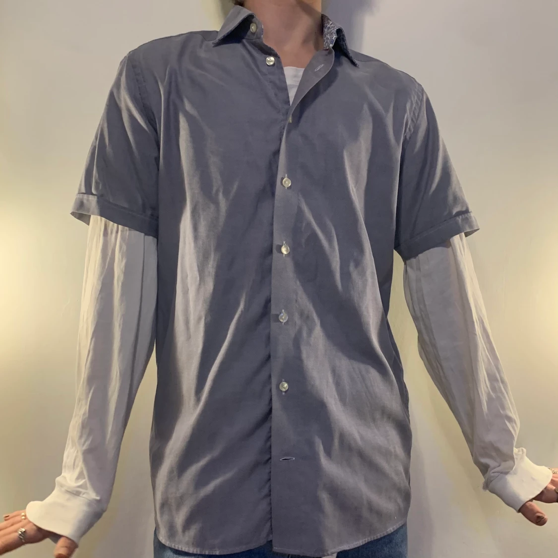 kortärmad oversized jeans blå skjorta 