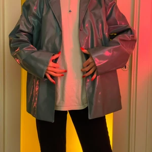 Glansig turkos jacka  - Oversize fodrad jacka