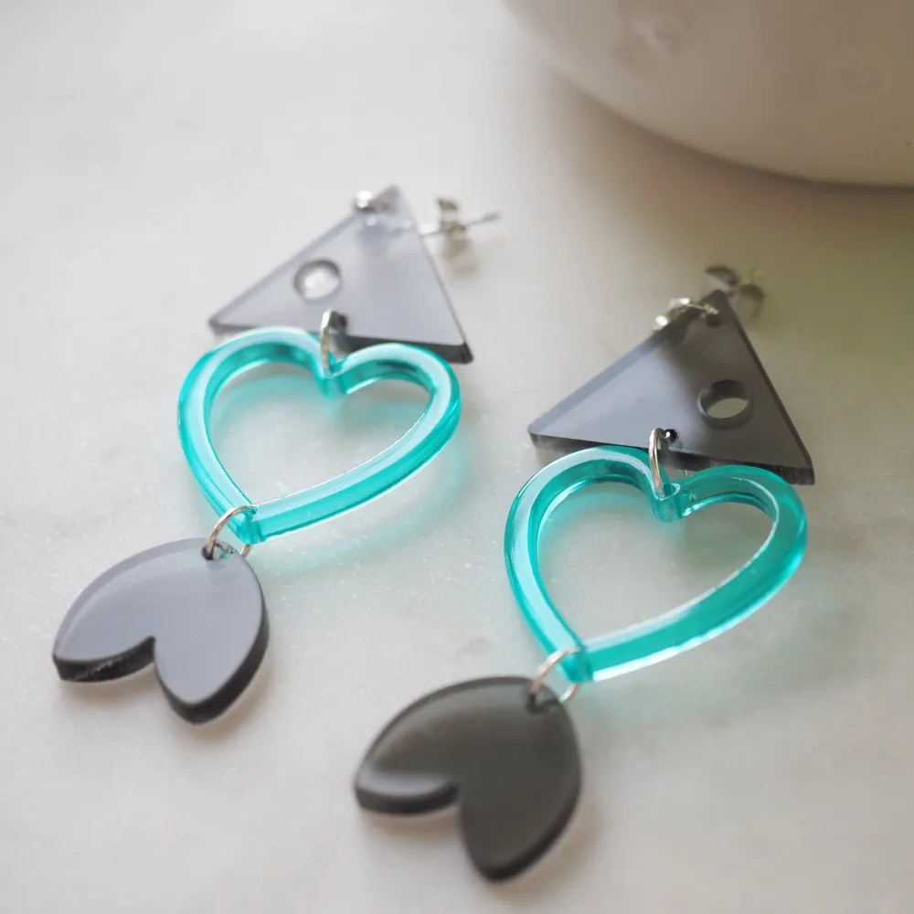 Earrings made from acrylic- light weight and colorful . Accessoarer.
