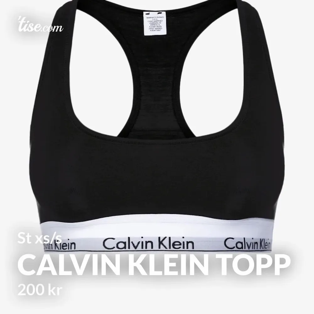 Säljer min Calvin Klein topp i st xs/s, äkta såklart. Toppar.